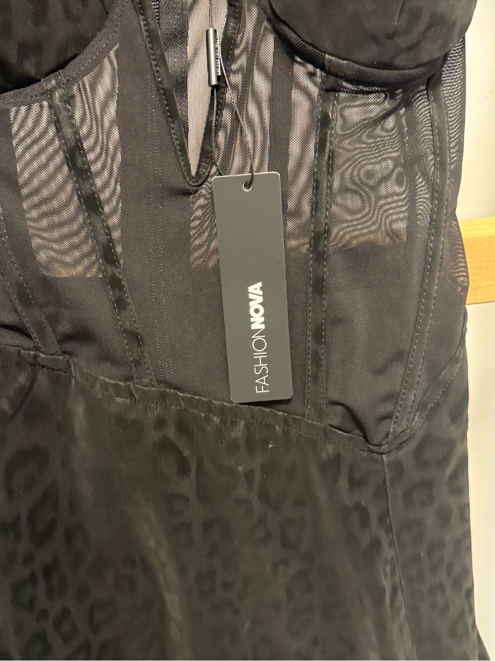 NWT Fashion Nova Black Leopard-Print Bustier Chemise - Picture 14 of 14